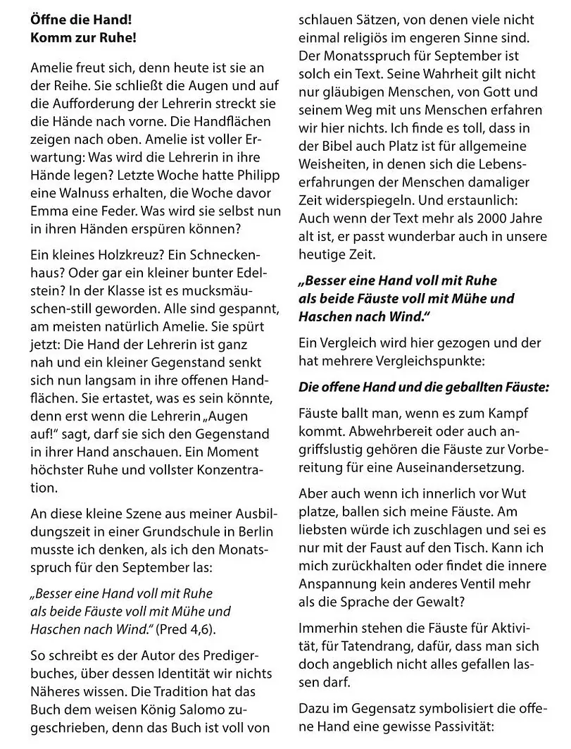 Andacht vom Gemeindebrief August/September 2025