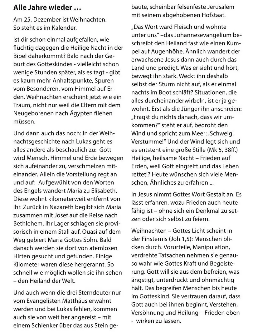 Andacht vom Gemeindebrief August/September 2025